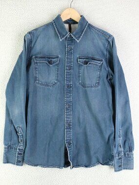 Nudie Jeans Jacket Mens Medium Blue Denim Shacket Button Up Shirt Medium Wash